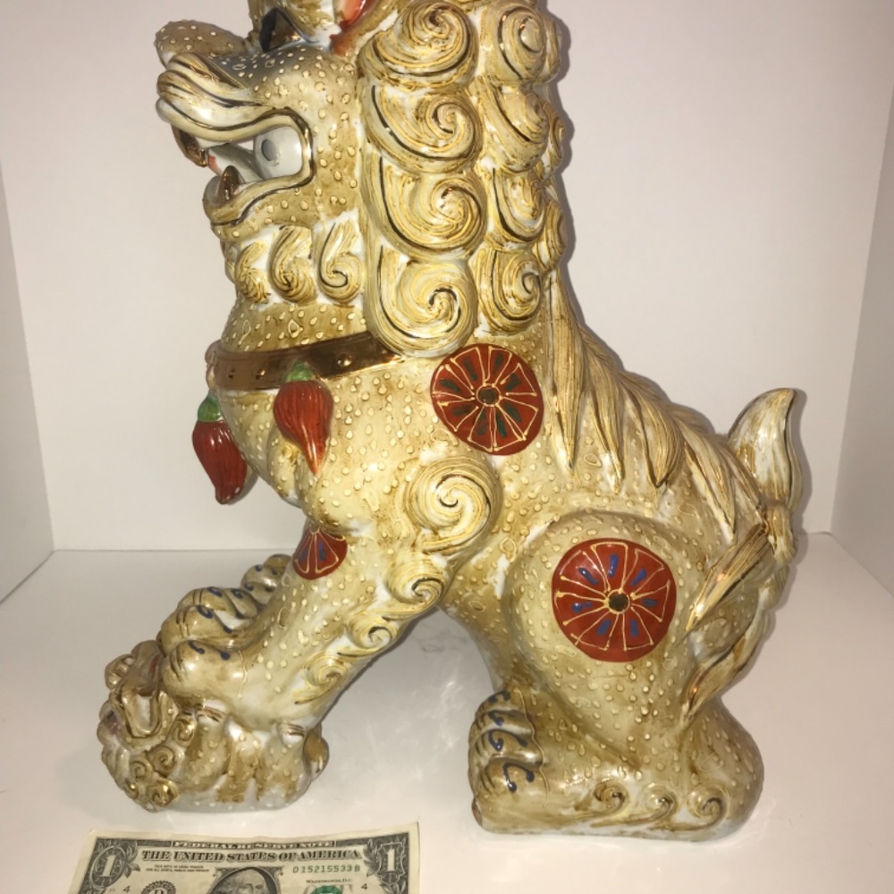 Asian Foo Dog Dragon Ceramic Sculpture - Picture 6 of 7